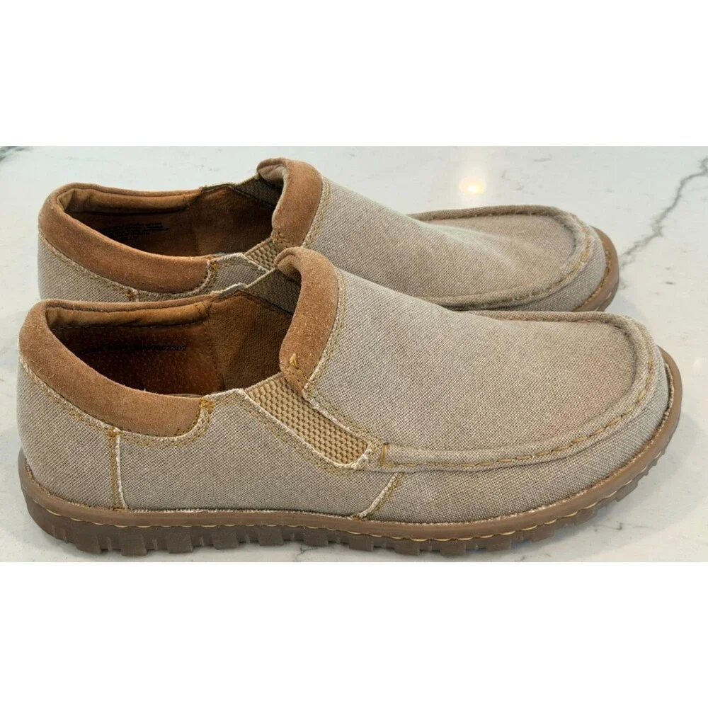 Born Mens Gudmund Natural Canvas Slip On Shoes Loafers SZ 12